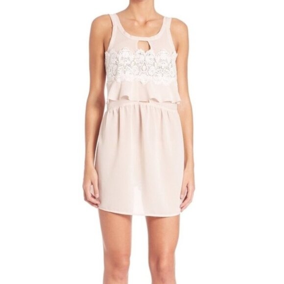 For Love & Lemons Sienna Mini Dress Keyhole Lace Dusty Rose Pink Size Small - Picture 5 of 16